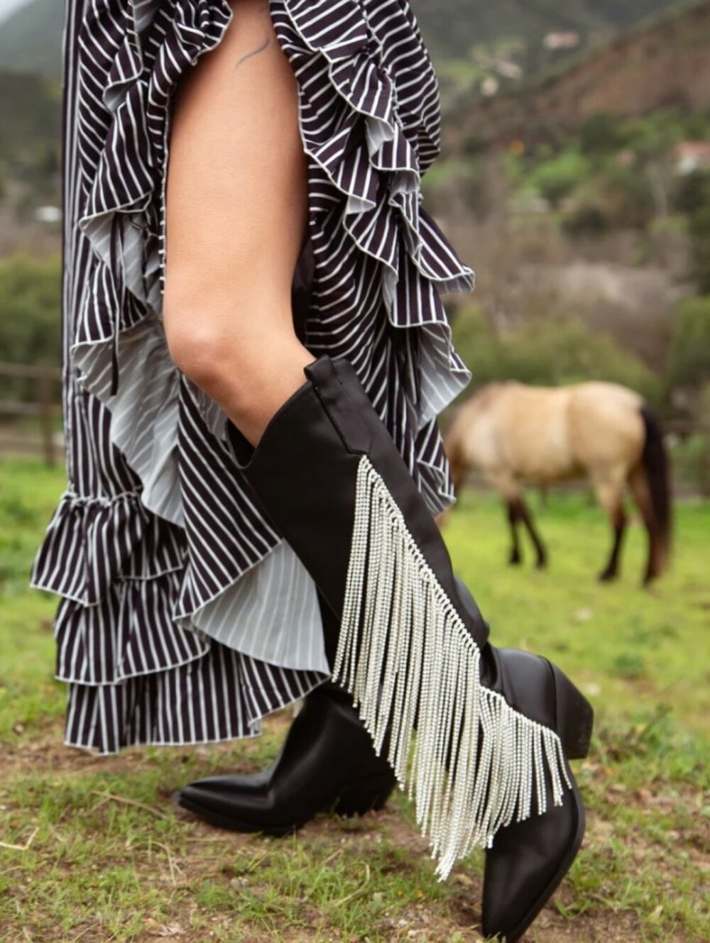 Joydistrict Rhinestone Fringe Pointed Toe Boot - Picture 2 of 5